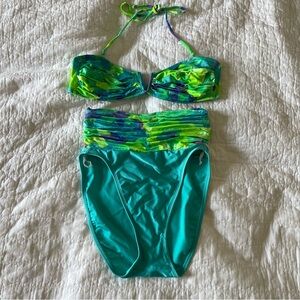 Vintage 90s amazing two piece high waisted bright bikini La Blanca